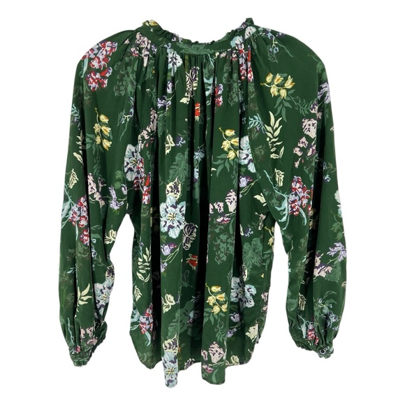 Zadig & Voltaire Theresa Green Floral Printed Silk Blouse Womens Size Small - Picture 8 of 16